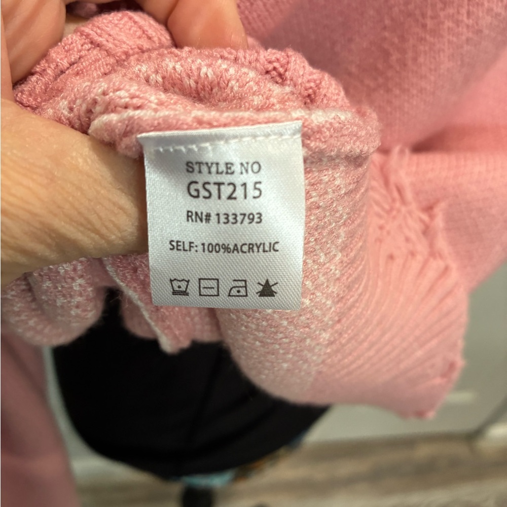 POL Pink Peace Sign Crew Neck Sweater. NWOT - Picture 6 of 8